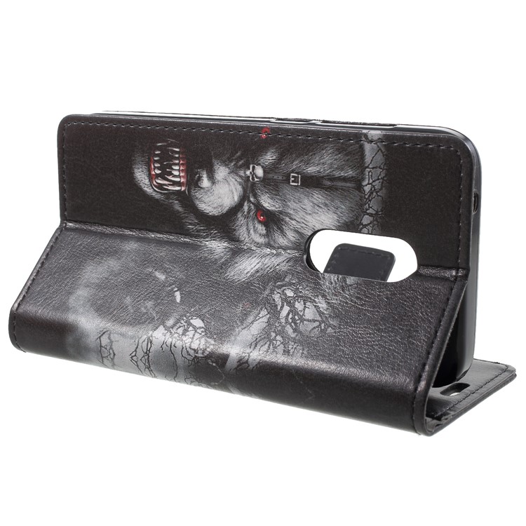 Pattern Printing Stand Leather Wallet Flip Case for Alcatel U5 Plus - Fierce Wolf-4
