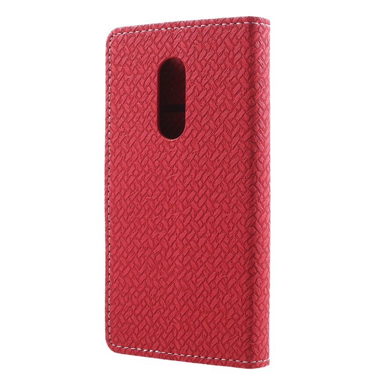 Woven Texture Wallet Stand Leather Case for Alcatel U5 Plus - Red-2