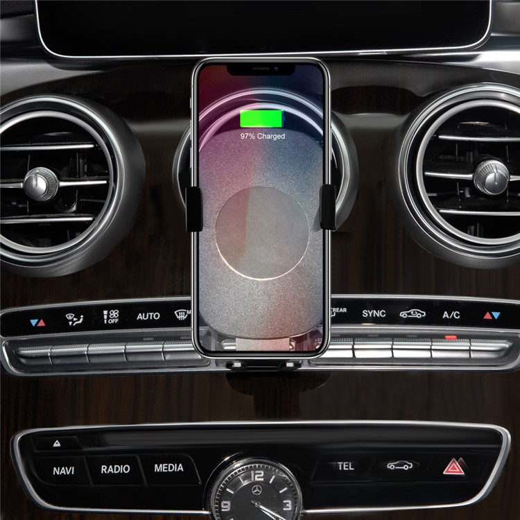 C8 Gravity Car Mount Fast Wireless Charger Qi Wireless Charging Stand for iPhone X/8/8 Plus, Clamp Width: 72-92mm-5