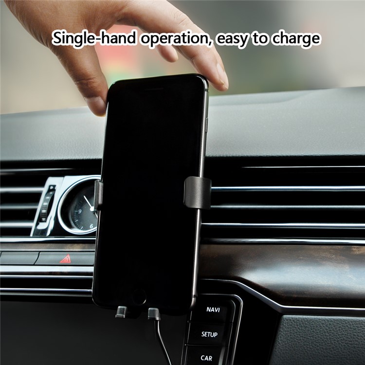C8 Gravity Car Mount Fast Wireless Charger Qi Wireless Charging Stand for iPhone X/8/8 Plus, Clamp Width: 72-92mm-6