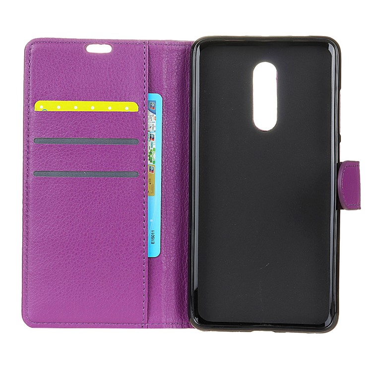 Litchi Skin Wallet Leather Protection Case for Alcatel 3 - Purple-3