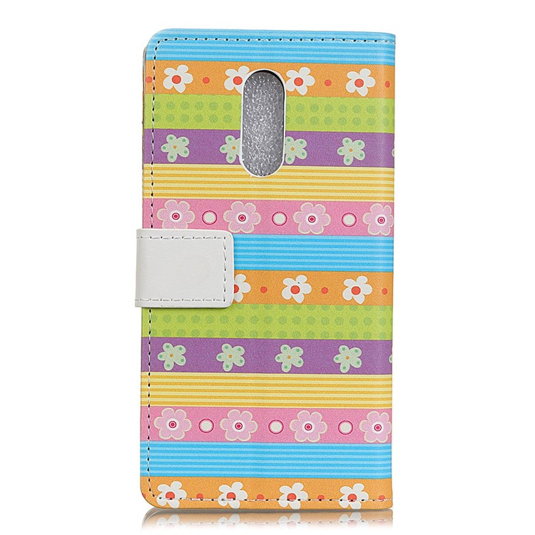 Patterned PU Leather Wallet Magnetic Phone Shell with Stand for Alcatel 3 - Colorful Stripes & Flowers-3