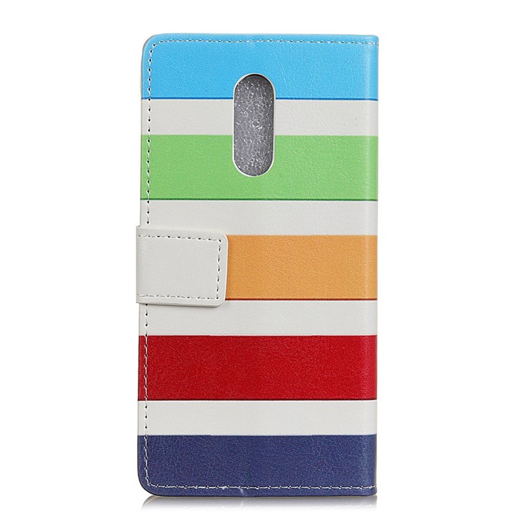 Patterned PU Leather Wallet Magnetic Mobile Phone Casing with Stand for Alcatel 3 - Colorized Stripes-2