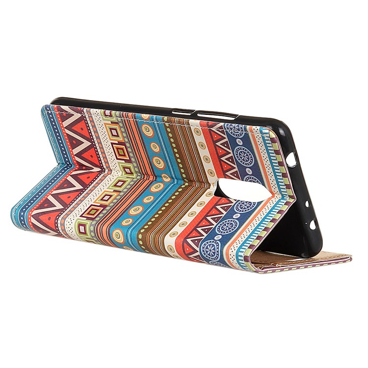 Patterned PU Leather Wallet Magnetic Cell Phone Case with Stand for Alcatel 3 - Tribal Geometric Figure-3
