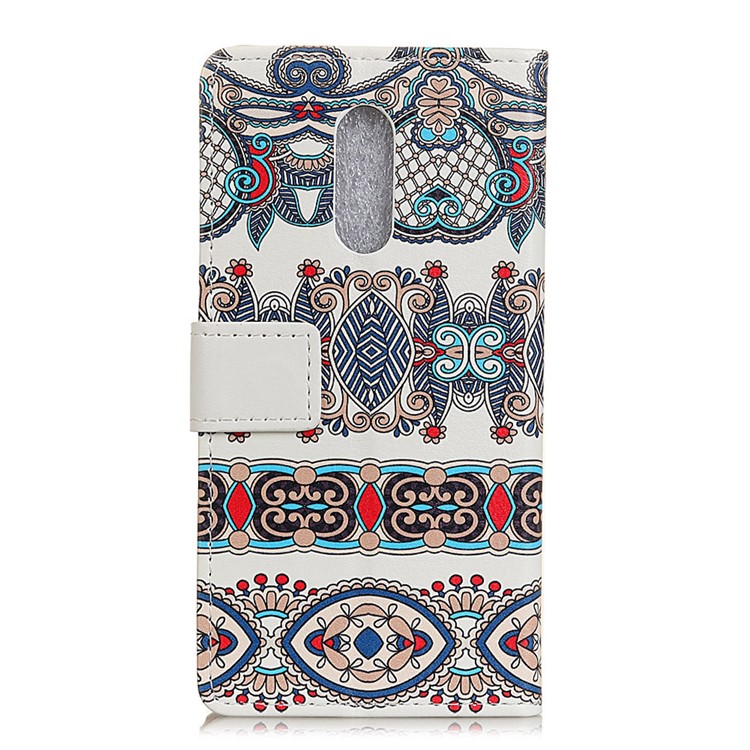 Patterned PU Leather Wallet Magnetic Cover with Stand for Alcatel 3 - Arabic Floral Pattern-2