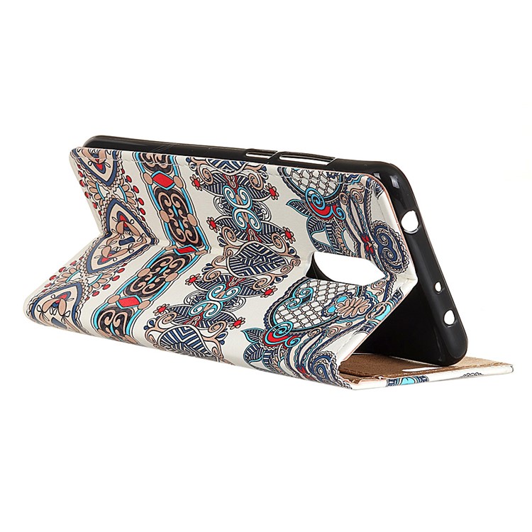 Patterned PU Leather Wallet Magnetic Cover with Stand for Alcatel 3 - Arabic Floral Pattern-3