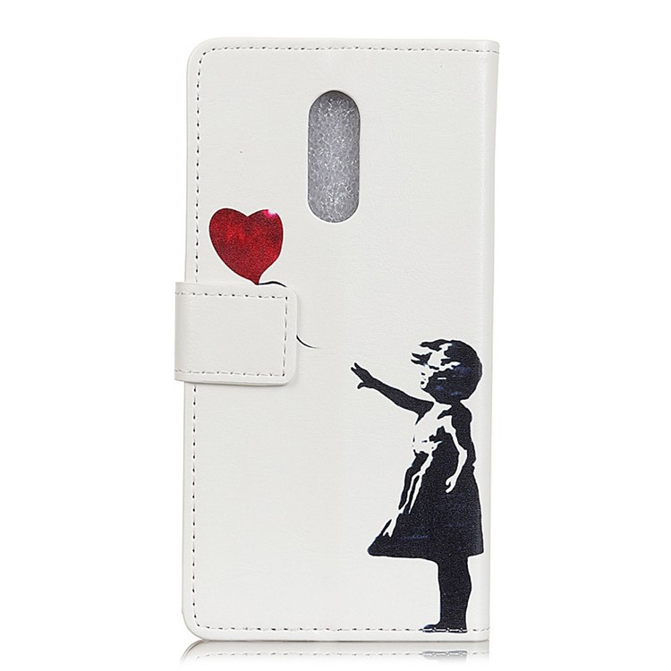 Patterned PU Leather Wallet Stand Phone Cover with Magnet for Alcatel 3 - Girl Releasing Balloon-2
