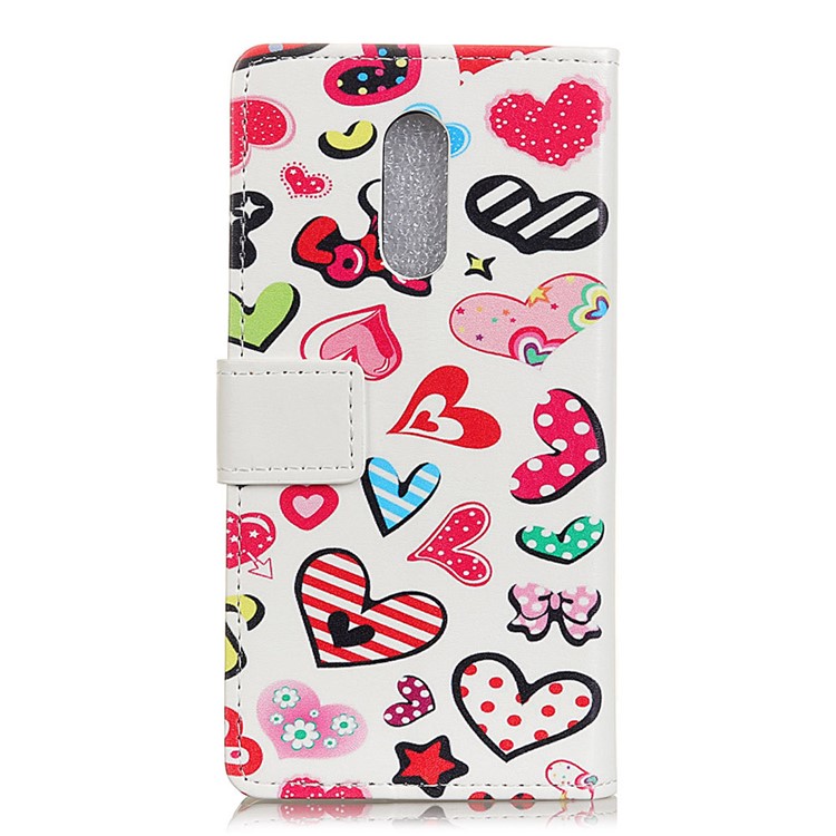 Patterned PU Leather Wallet Stand Magnet Cover for Alcatel 3 - Hearts and Bowknots-2