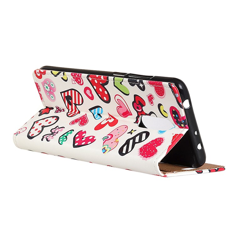 Patterned PU Leather Wallet Stand Magnet Cover for Alcatel 3 - Hearts and Bowknots-3