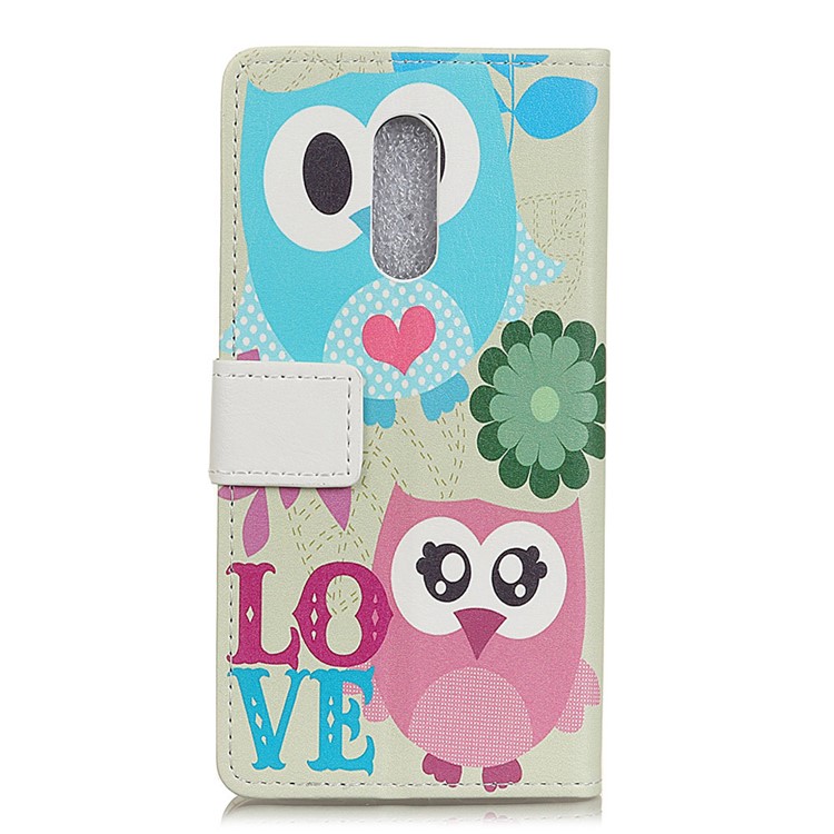 Patterned PU Leather Wallet Stand Magnet Protective Mobile Phone Cover for Alcatel 3 - Owl Lovers-2