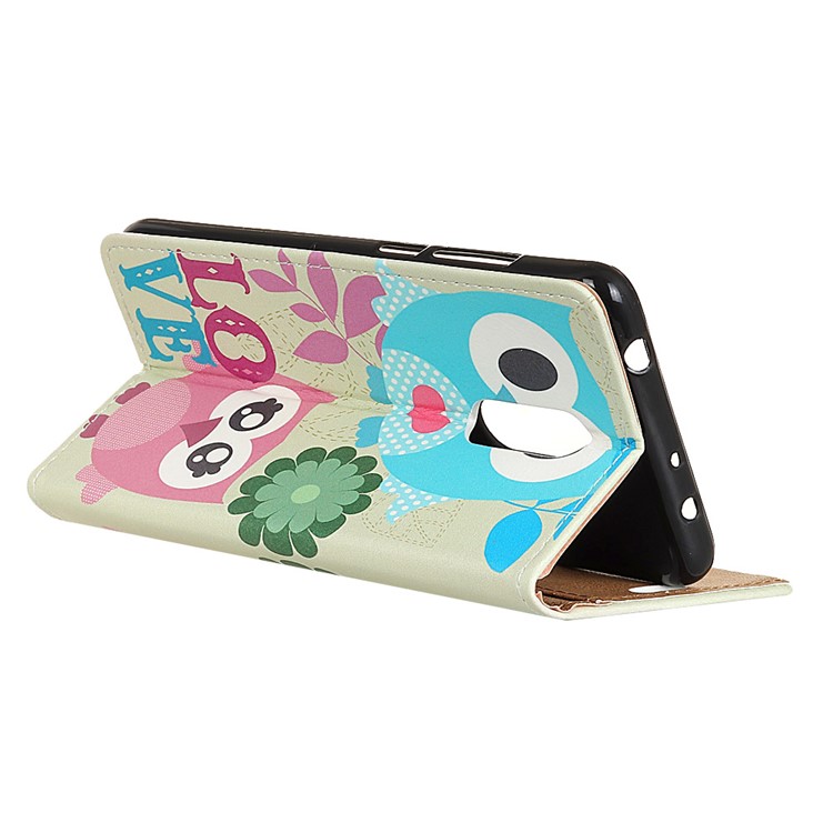 Patterned PU Leather Wallet Stand Magnet Protective Mobile Phone Cover for Alcatel 3 - Owl Lovers-3