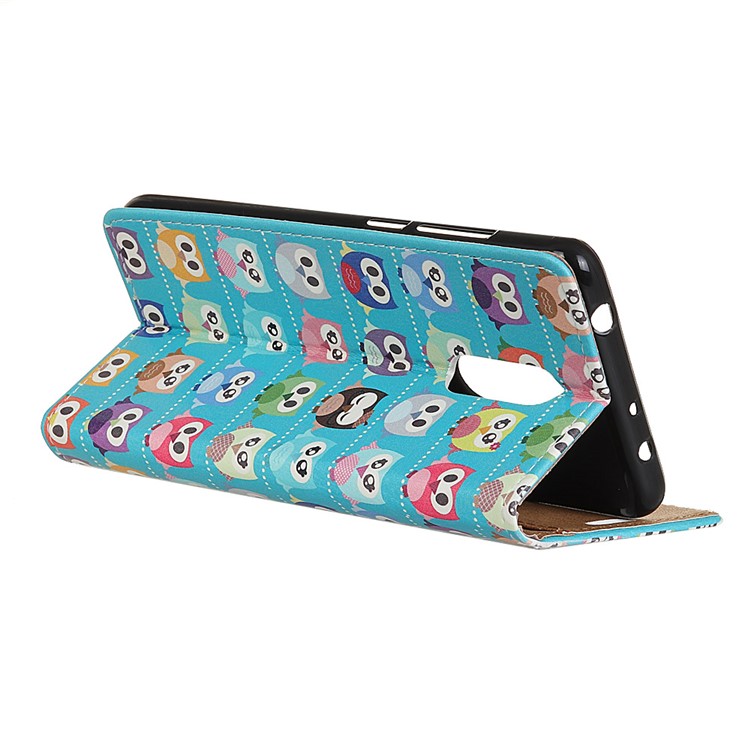 Patterned PU Leather Wallet Magnetic Protective Cell Phone Cover with Stand for Alcatel 3 - Multiple Colorful Owls-3