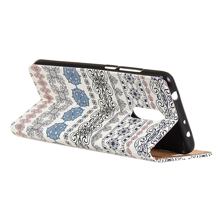 For Alcatel 5 Pattern Printing Wallet Leather Stand Phone Accessory Case - Ethnic Pattern-3