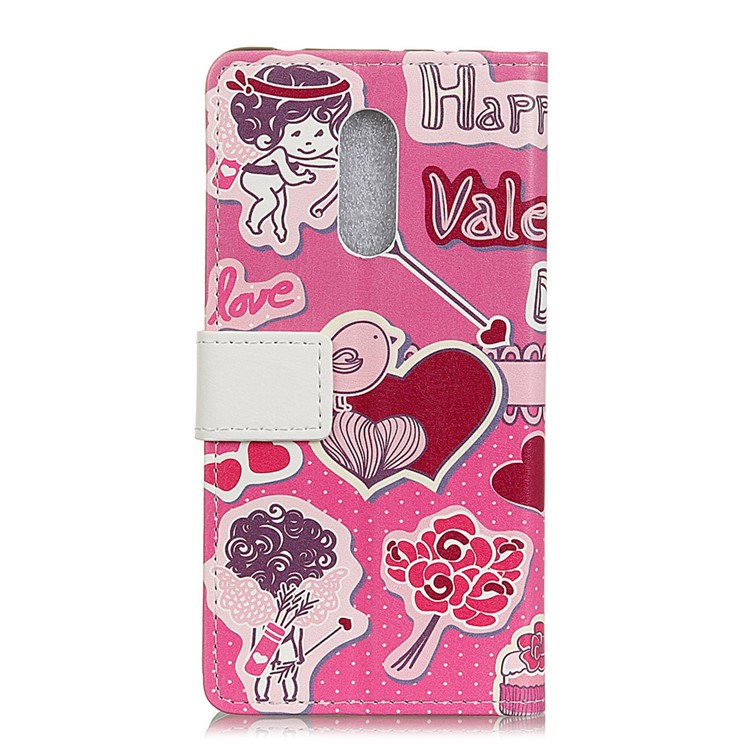For Alcatel 5 Pattern Printing Wallet Leather Stand Protective Cover - Kissing Lovers-2