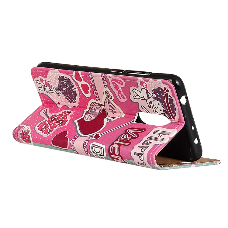 For Alcatel 5 Pattern Printing Wallet Leather Stand Protective Cover - Kissing Lovers-3