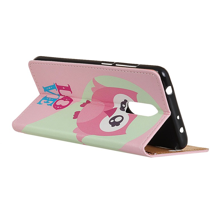 For Alcatel 5 Pattern Printing Wallet Leather Phone Casing Cover - Owl and Love Word-2