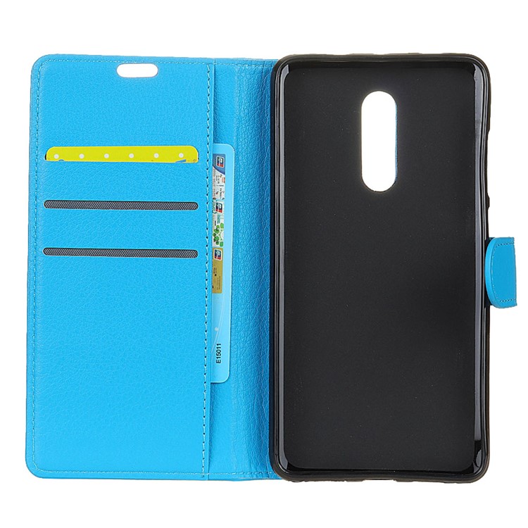 Litchi Texture Wallet Stand Leather Mobile Cover for Alcatel 5 - Blue-3