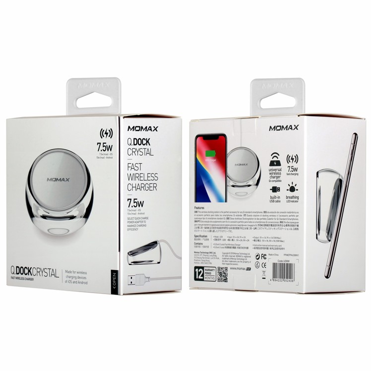 MOMAX Q.Dock Crystal Fast Wireless Charger for iPhone Samsung etc.-10