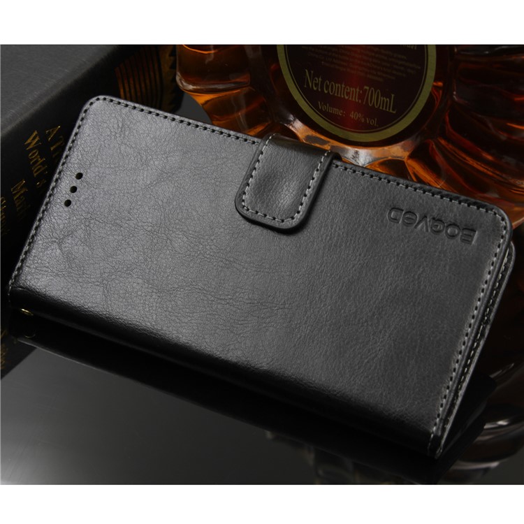 BOGVED Crazy Horse Wallet Stand Leather Case for Alcatel A7 XL - Black-1