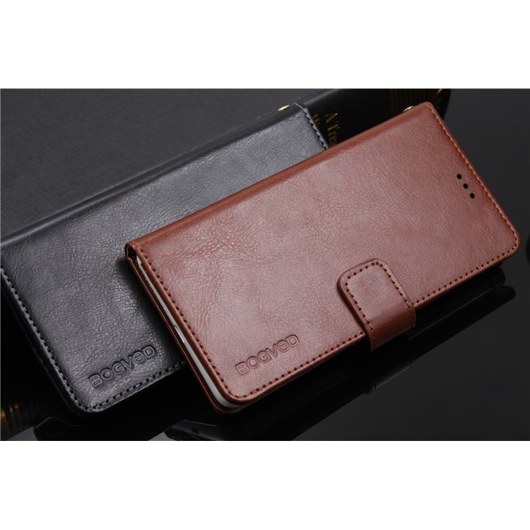 BOGVED Crazy Horse Wallet Stand Leather Case for Alcatel A7 XL - Black-3