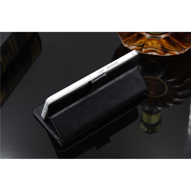 BOGVED Crazy Horse Wallet Stand Leather Case for Alcatel A7 XL - Black-4