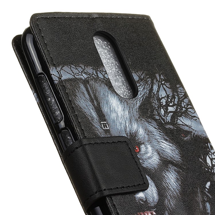 Pattern Printing PU Leather Wallet Stand Case for Alcatel 3 - Fierce Wolf-4