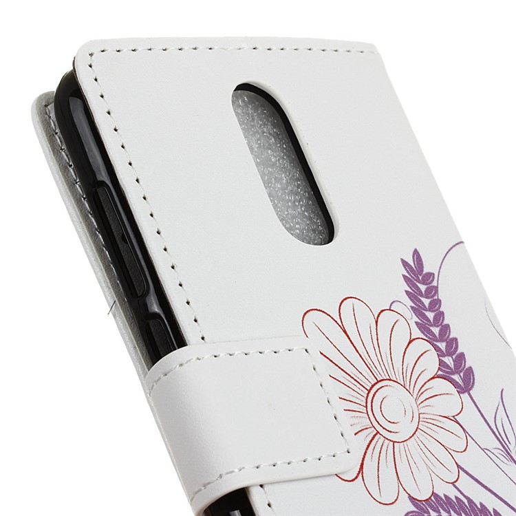 Pattern Printing Stand Wallet Leather Phone Casing for Alcatel 3 - Flower Pattern-3