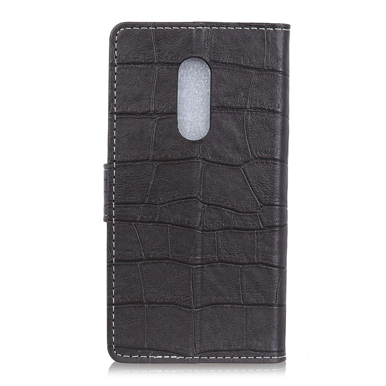 For Alcatel 5 Crocodile Texture Vintage Leather Wallet Stand Phone Case - Black-3