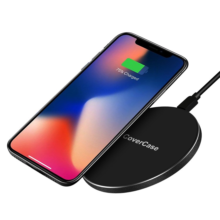 ICOVERCASE Ultra-thin Round Shaped Qi Wireless Fast Charging Mat for iPhone X/8/8 Plus Etc. - Black-1