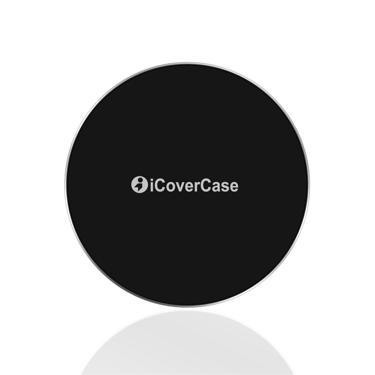 ICOVERCASE Ultra-thin Round Shaped Qi Wireless Fast Charging Mat for iPhone X/8/8 Plus Etc. - Black-2