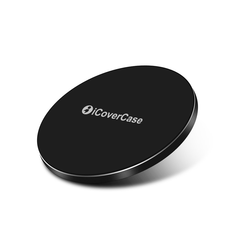 ICOVERCASE Ultra-thin Round Shaped Qi Wireless Fast Charging Mat for iPhone X/8/8 Plus Etc. - Black-3