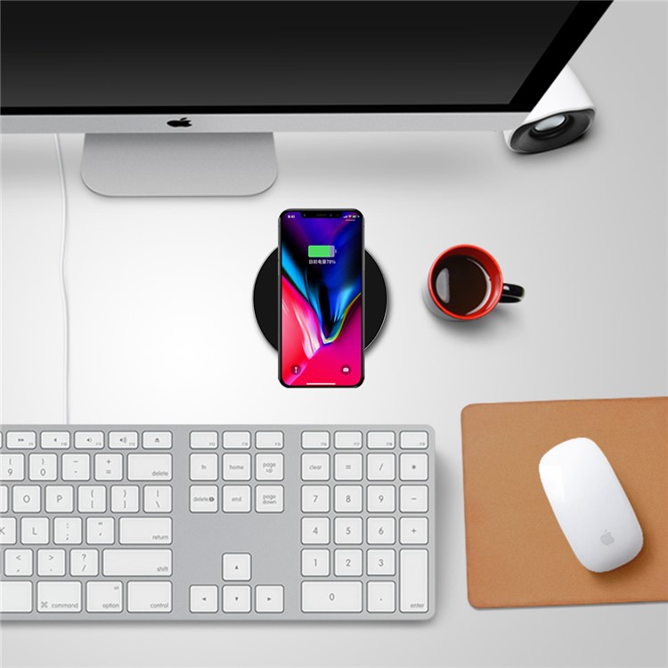 ICOVERCASE Ultra-thin Round Shaped Qi Wireless Fast Charging Mat for iPhone X/8/8 Plus Etc. - Black-7