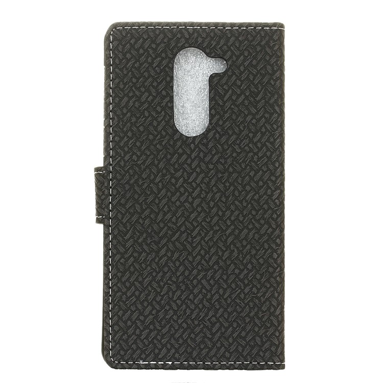 Woven Pattern Wallet Leather Stand Case for Alcatel 3x - Black-4