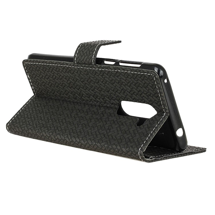 Woven Pattern Wallet Leather Stand Case for Alcatel 3x - Black-6