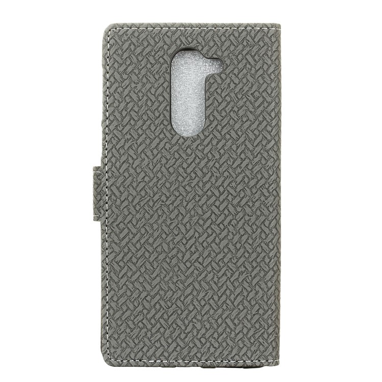 Woven Pattern Wallet Leather Stand Cover for Alcatel 3x - Grey-2