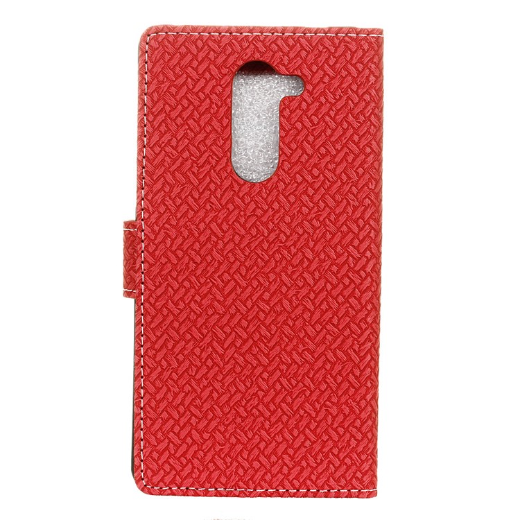 Woven Pattern Wallet Leather Magnetic Case for Alcatel 3x - Red-2