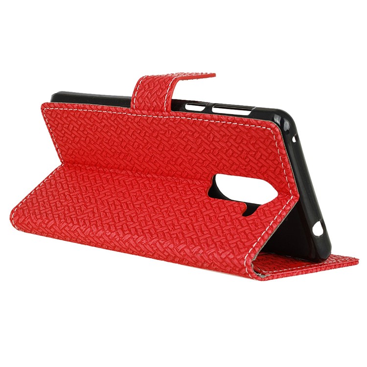 Woven Pattern Wallet Leather Magnetic Case for Alcatel 3x - Red-4