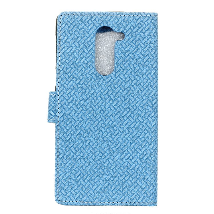 Woven Pattern Magnetic Leather Stand Cover for Alcatel 3x - Blue-2