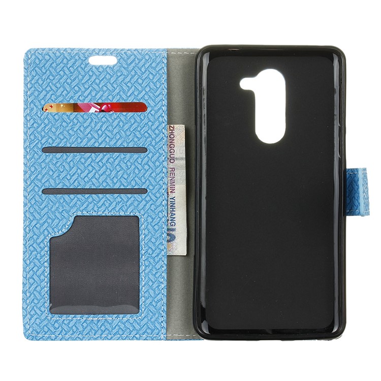 Woven Pattern Magnetic Leather Stand Cover for Alcatel 3x - Blue-3