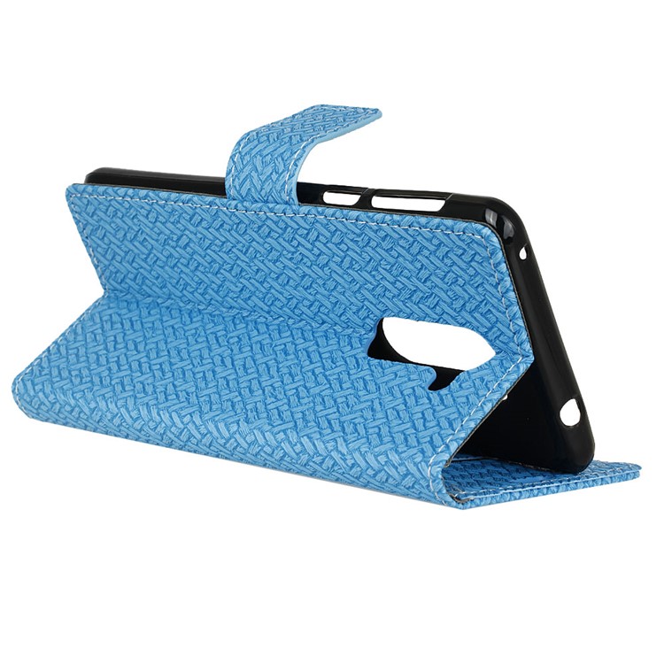 Woven Pattern Magnetic Leather Stand Cover for Alcatel 3x - Blue-4