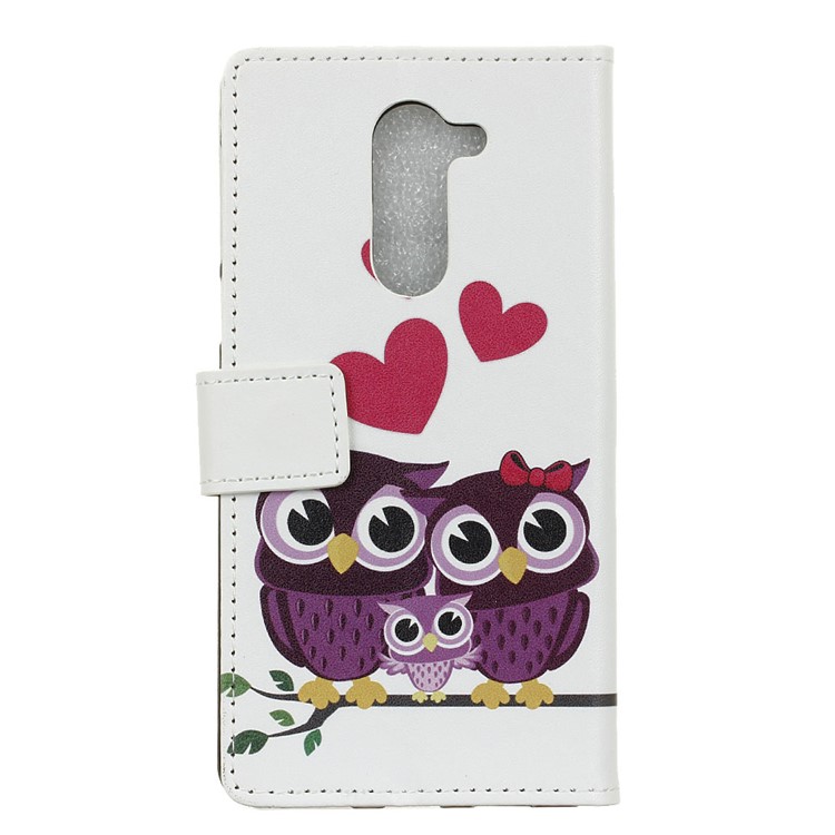 Pattern Printing Stand Leather Wallet Mobile Case for Alcatel 3x - Sweet Owl Family-3