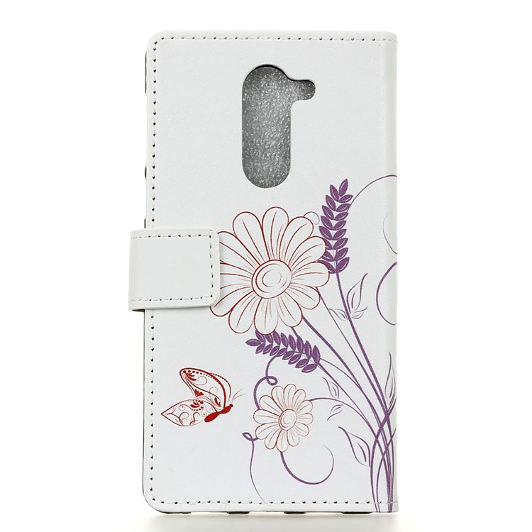 Pattern Printing Stand Leather Wallet Mobile Shell for Alcatel 3x - Butterfly and Flower-2