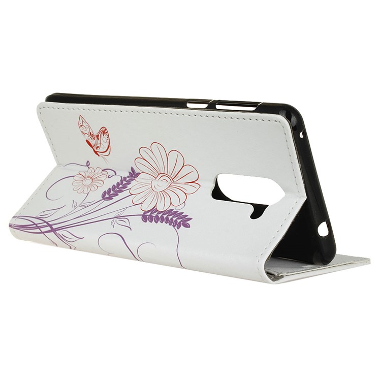 Pattern Printing Stand Leather Wallet Mobile Shell for Alcatel 3x - Butterfly and Flower-4
