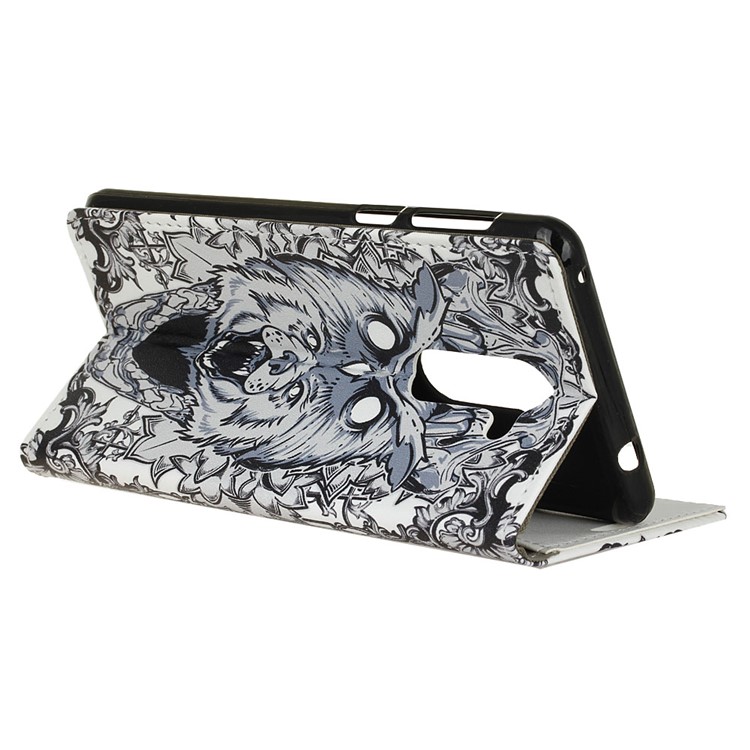 Pattern Printing Stand Leather Wallet Mobile Phone Case for Alcatel 3x - Abstract Owl-4