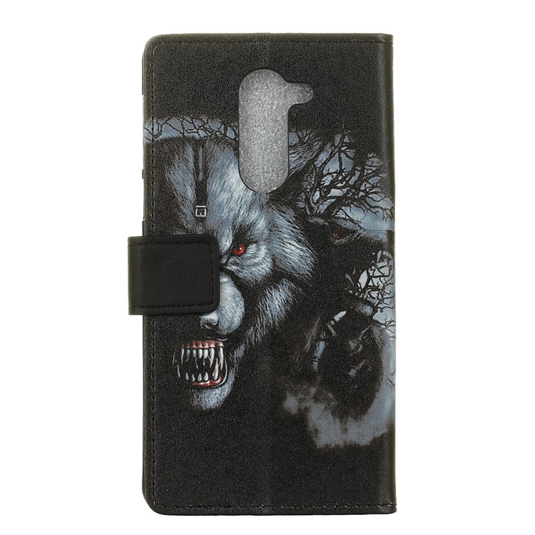 Pattern Printing Stand Leather Wallet Cell Phone Case for Alcatel 3x - Fierce Wolf-2