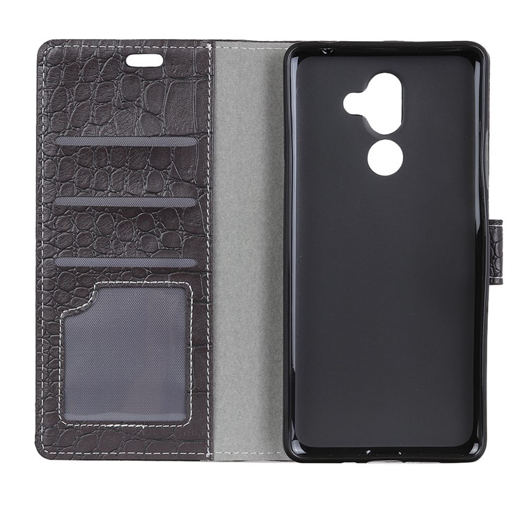 Vintage Crocodile Texture Wallet Leather Cover Case for Alcatel 3x - Black-4
