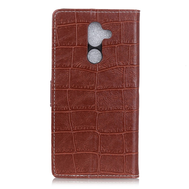 Vintage Crocodile Texture Wallet Leather Protection Mobile Phone Shell for Alcatel 3x - Brown-2