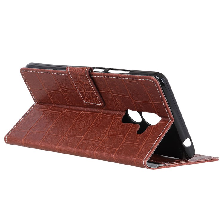 Vintage Crocodile Texture Wallet Leather Protection Mobile Phone Shell for Alcatel 3x - Brown-4