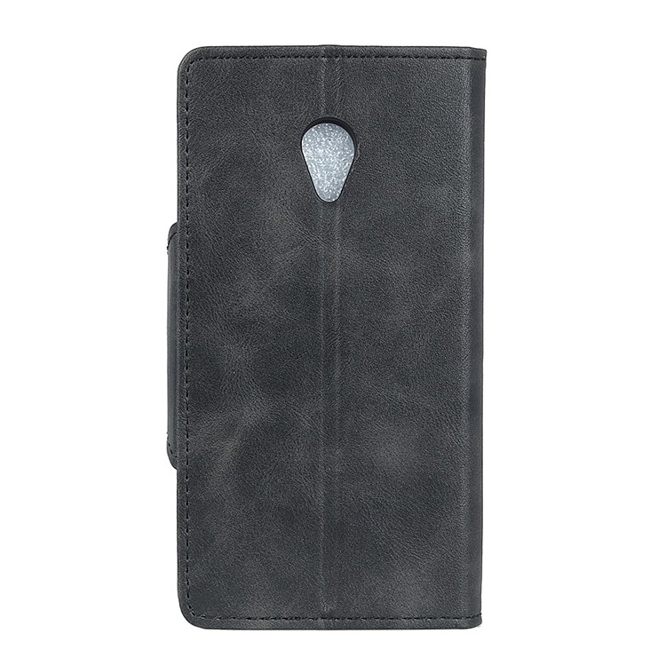 PU Leather Wallet Stand Mobile Case for Alcatel 1X - Black-4