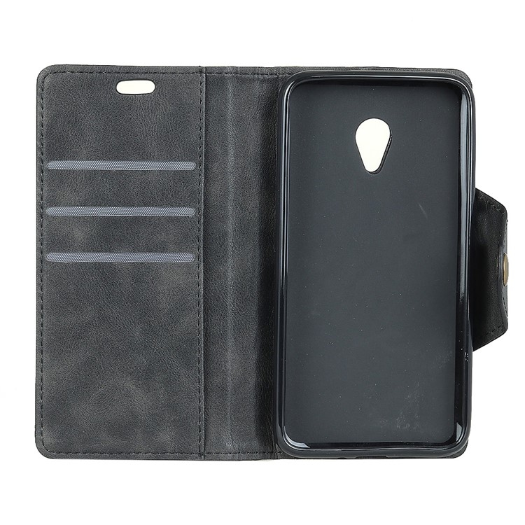 PU Leather Wallet Stand Mobile Case for Alcatel 1X - Black-5